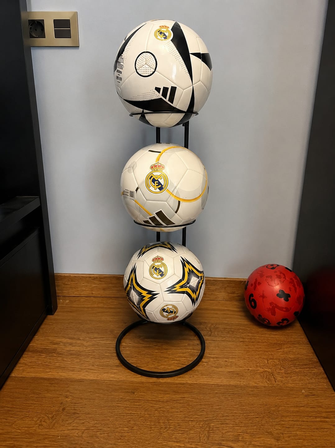 Customer photo review of Compact Storage Rack for Sports Balls and Accessories - BallRack Pro