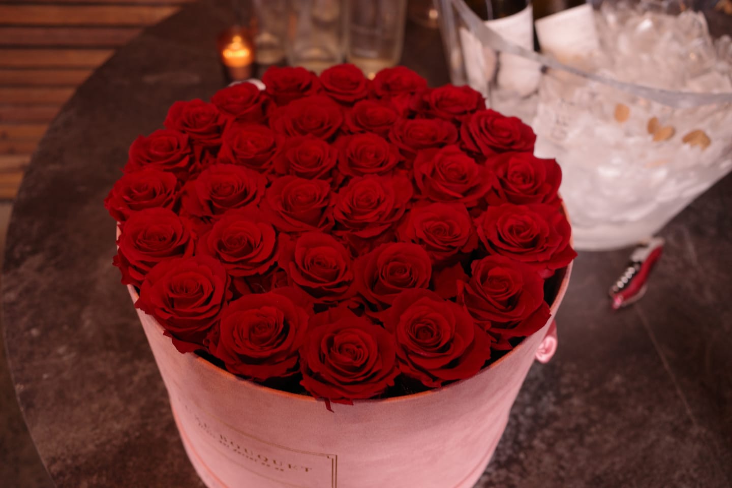 Customer photo review of Pink Suede Luxe Bouquet Box
