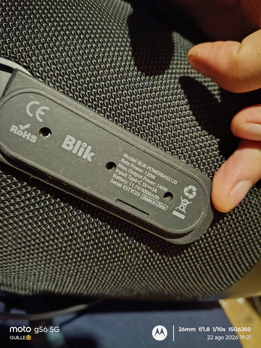 Customer photo review of Parlante Bluetooth Portátil Blik Powerbass120 120W 8 Hrs