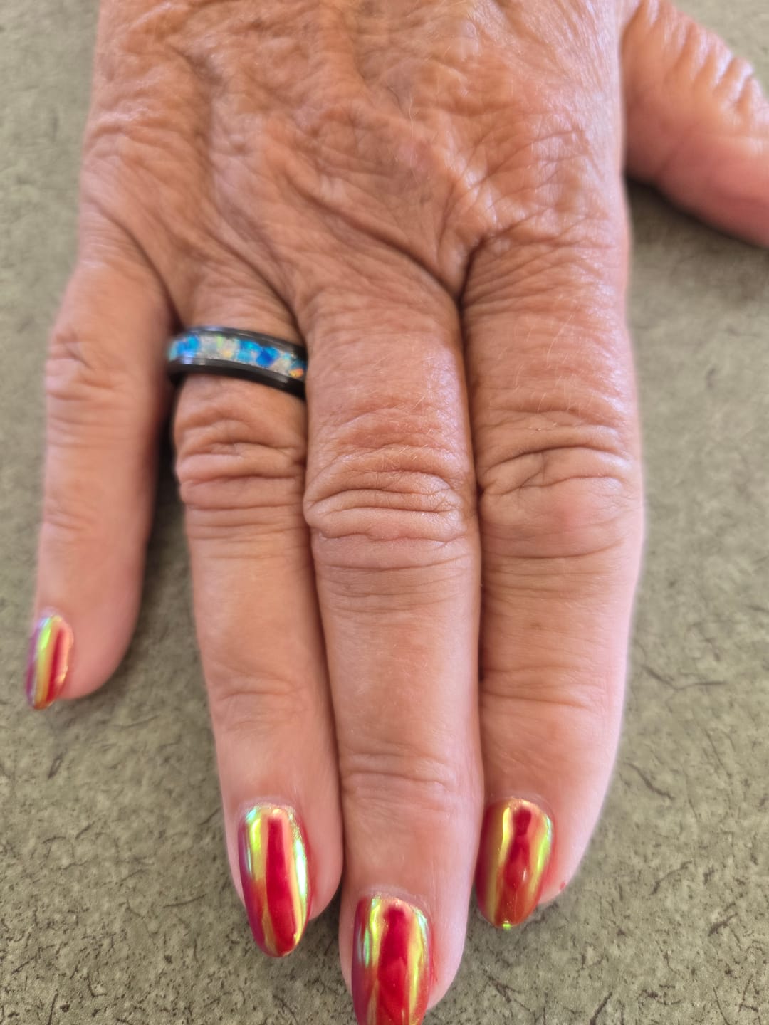 Customer photo review of Carbon Fiber Ring with Cremation Ashes
