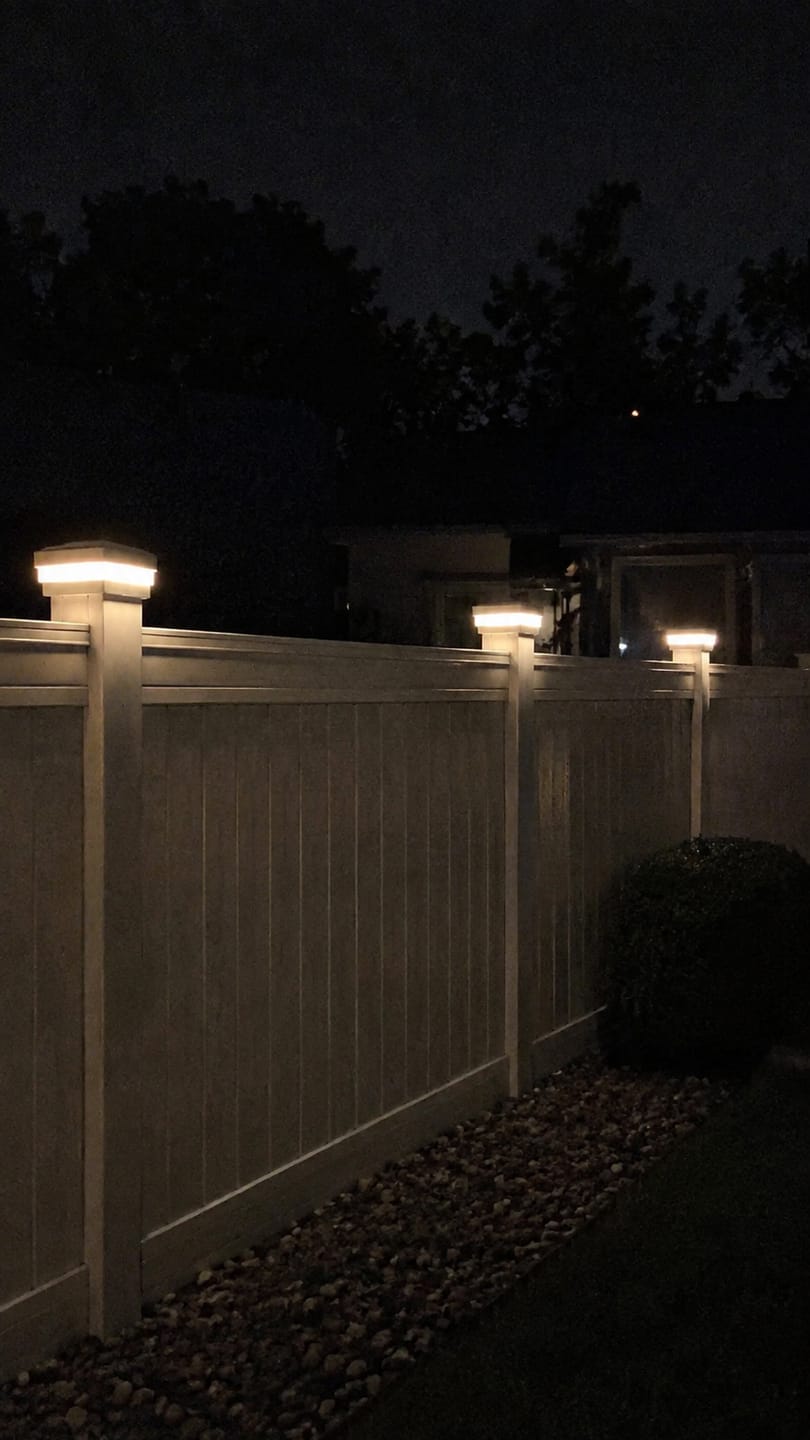 Customer photo review of EverGlow® Premium Solar Vinyl Fence Post Light