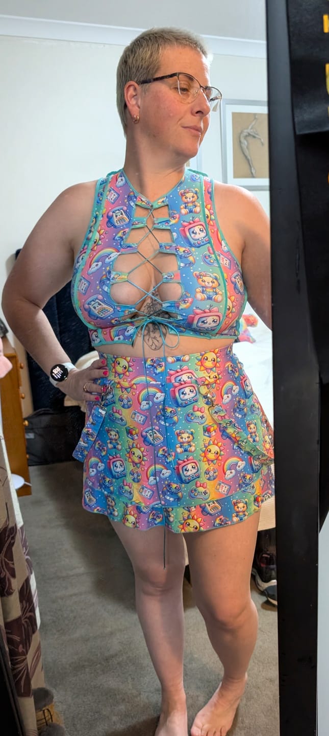 Customer photo review of Kandi Kid Suspender Skirt