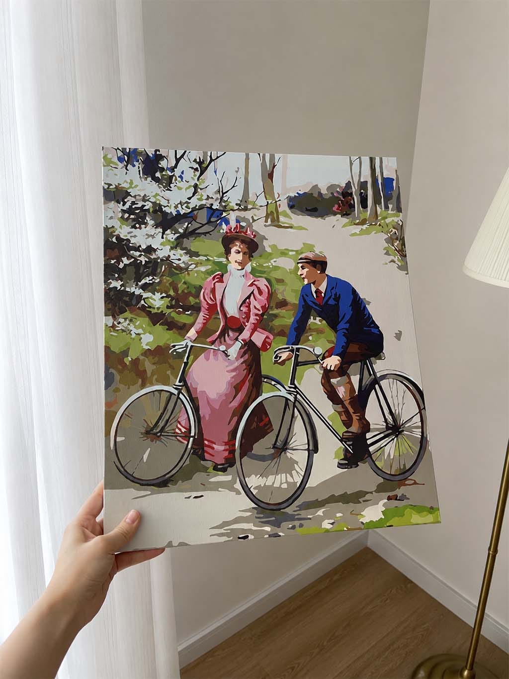 Customer photo review of Peinture vintage de couple à vélo