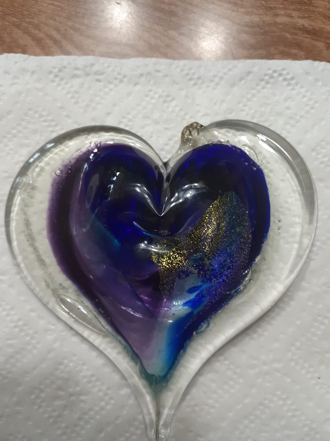 Customer photo review of Dichroic Heart Suncatcher with Infused Cremains