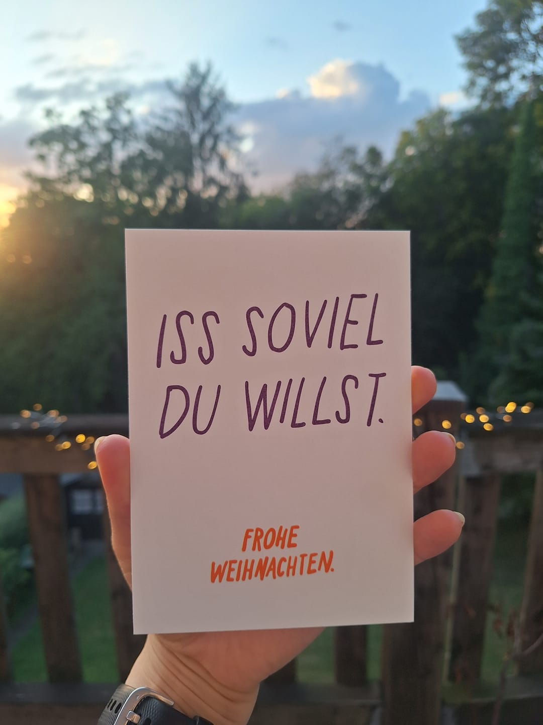 Customer photo review of Postkarte Iss soviel du willst