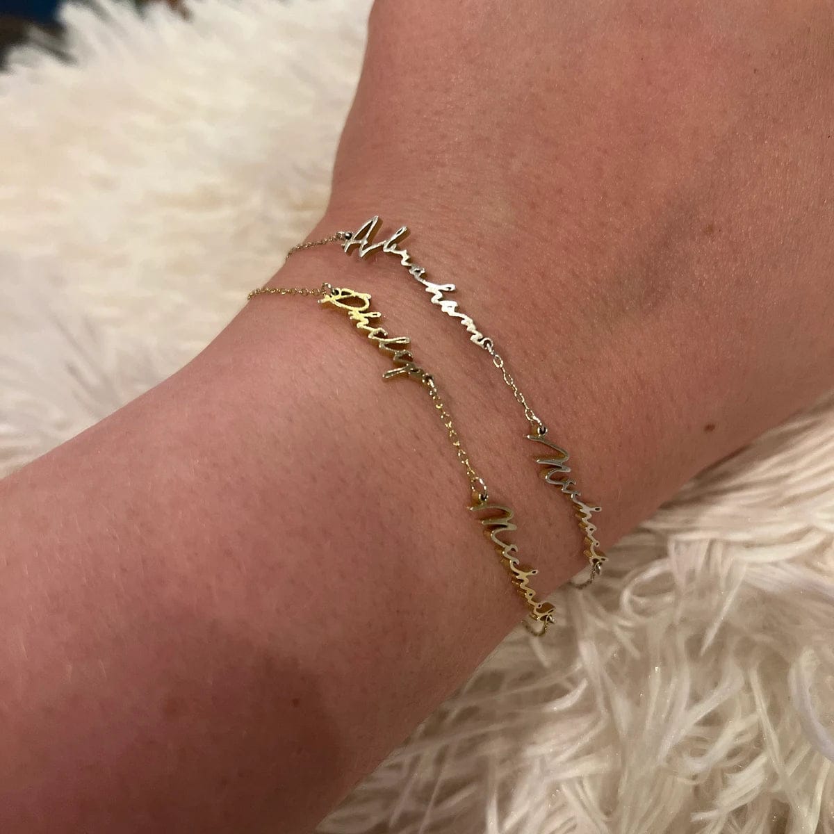 Customer photo review of Custom Tiny Script Name Bracelet