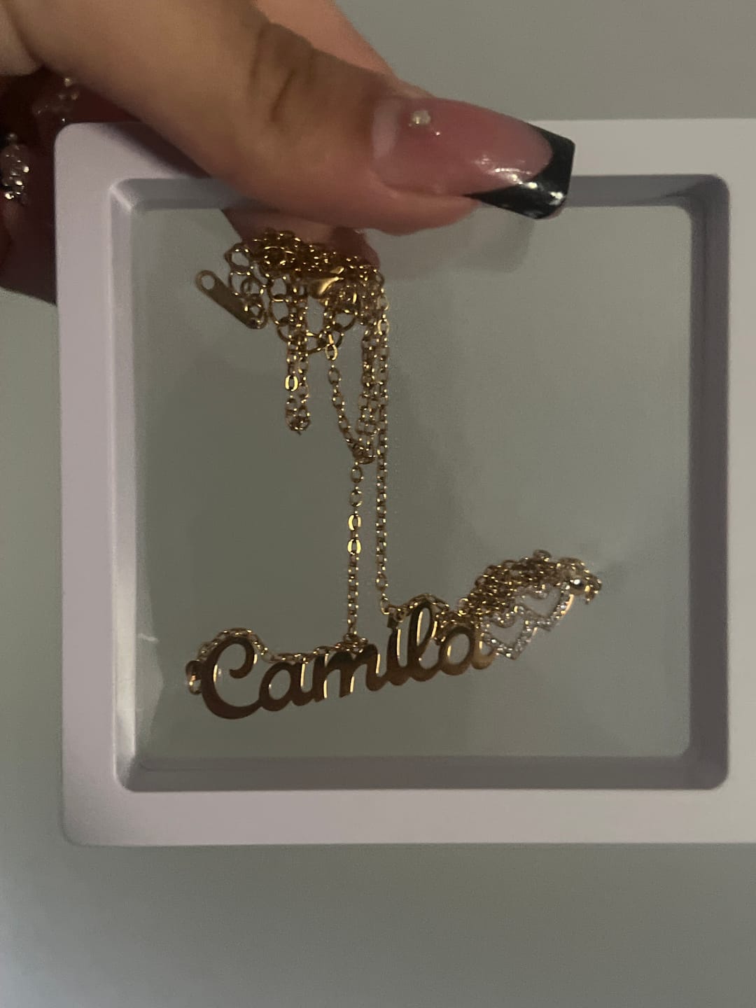 Customer photo review of Iced Hearts Name Necklace
