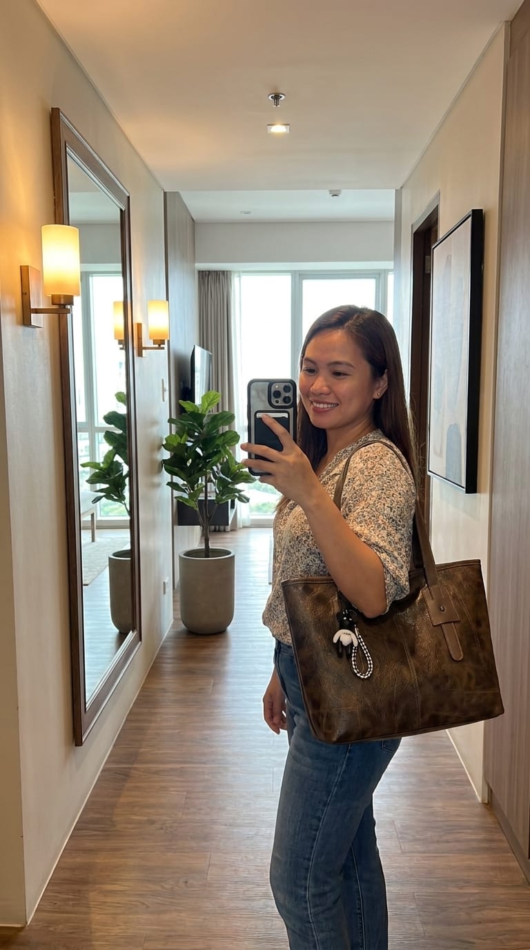 Customer photo review of Vintage Leather Tote Bag