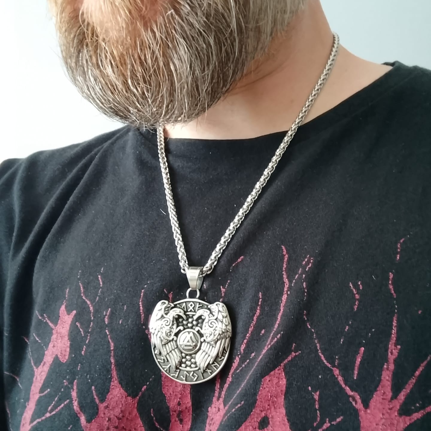 Customer photo review of Odin's Ravens Necklace