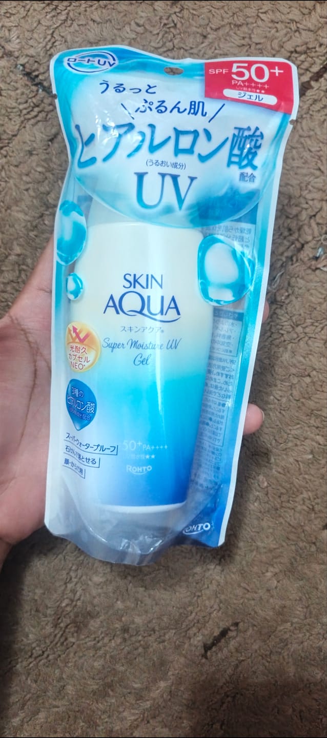 Customer photo review of Skin Aqua Super Moisture UV Gel 110g - Value Size Sunscreen SPF50+ PA++++