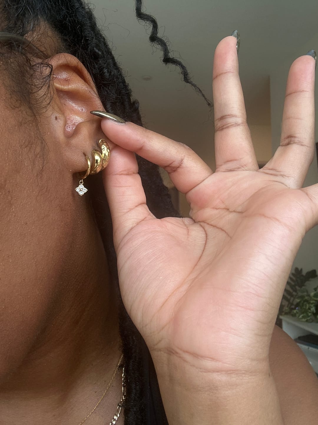 Customer photo review of Crystal Four Leaf Clover Drop Earrings