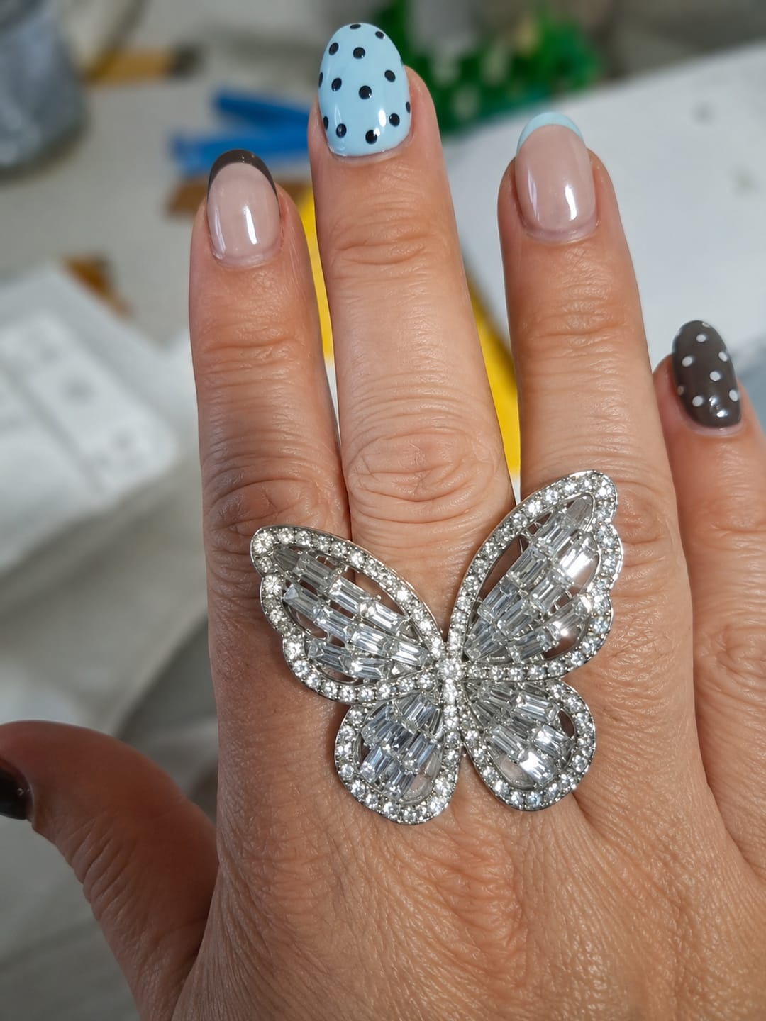 Customer photo review of Elena Crystal Butterfly Ring