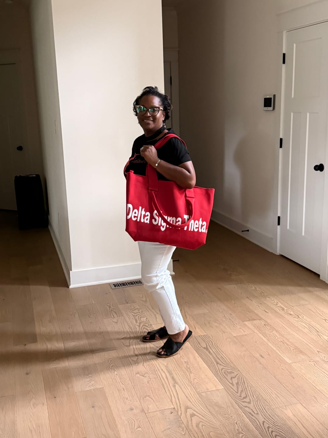 Customer photo review of *PRE-ORDER* Bag-Delta Sigma Theta Knit Tote Crimson