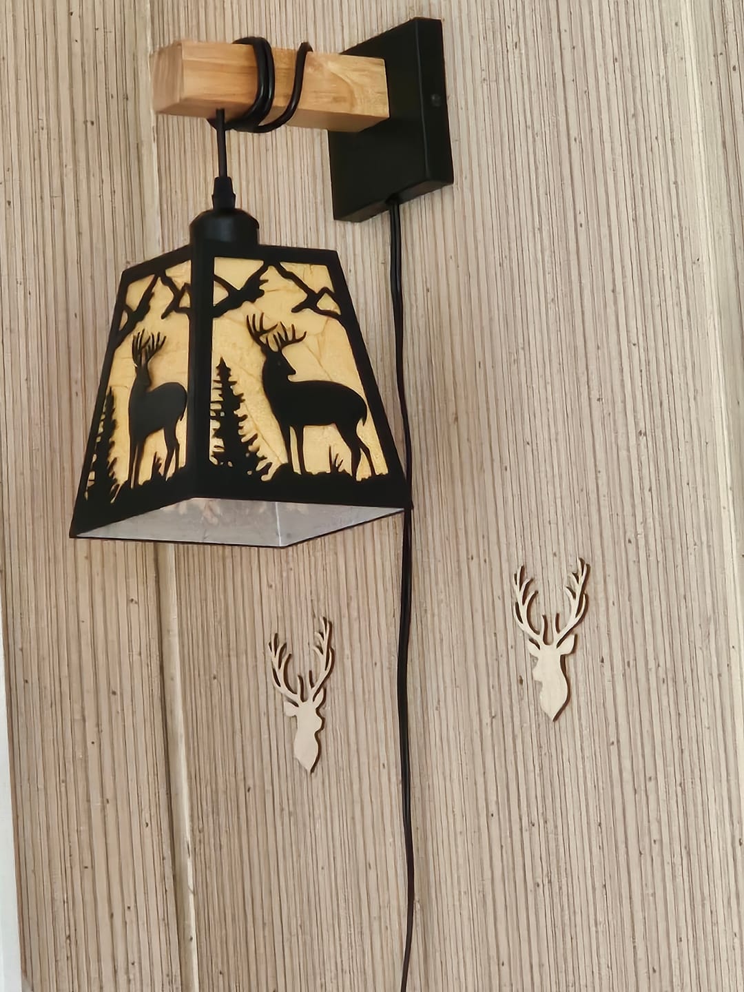 Customer photo review of Unfinished Wood Stag Antler Shape - Animal - Craft - up to 46" DIY