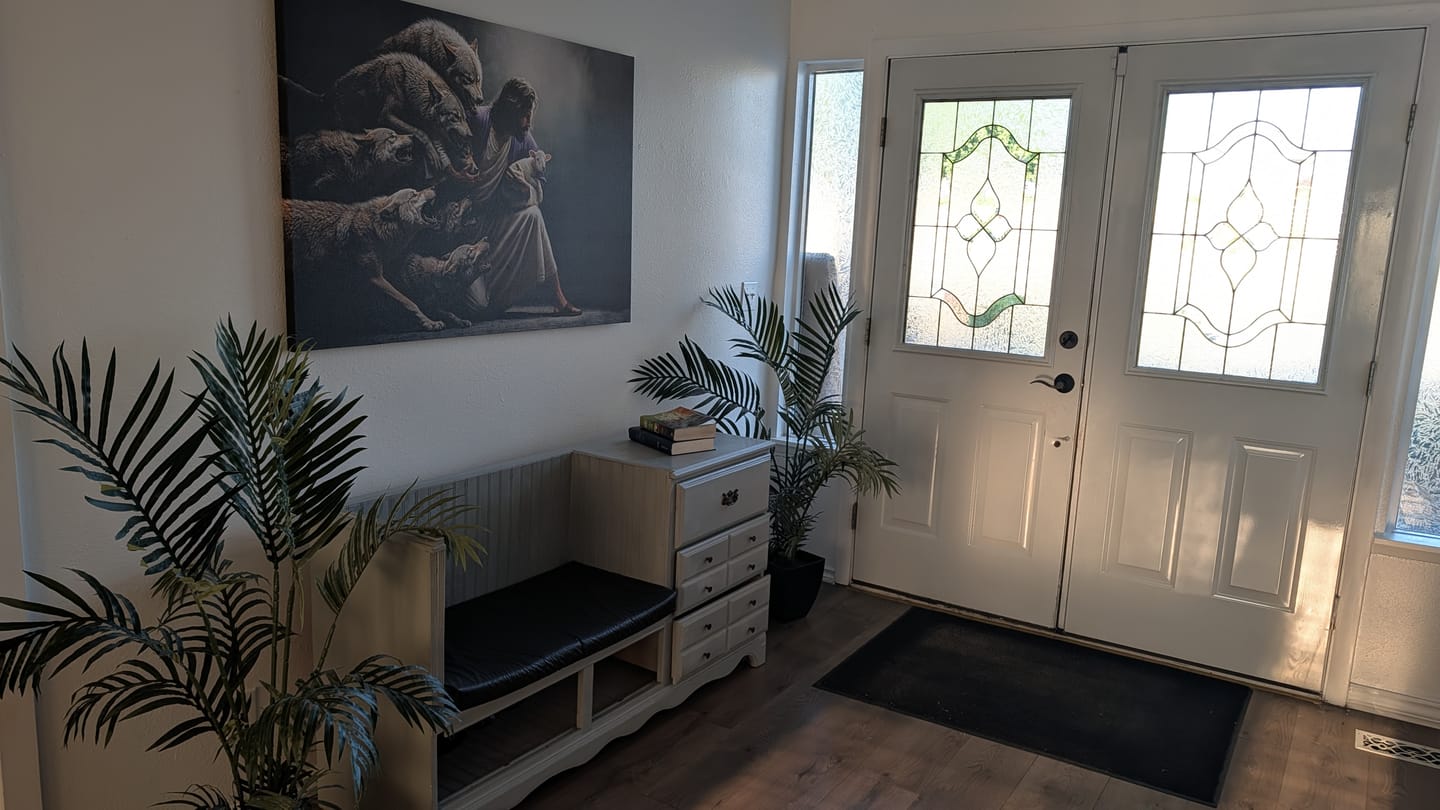 Customer photo review of Jesus Protects The Lamb From Wolves Wall Art Canvas
