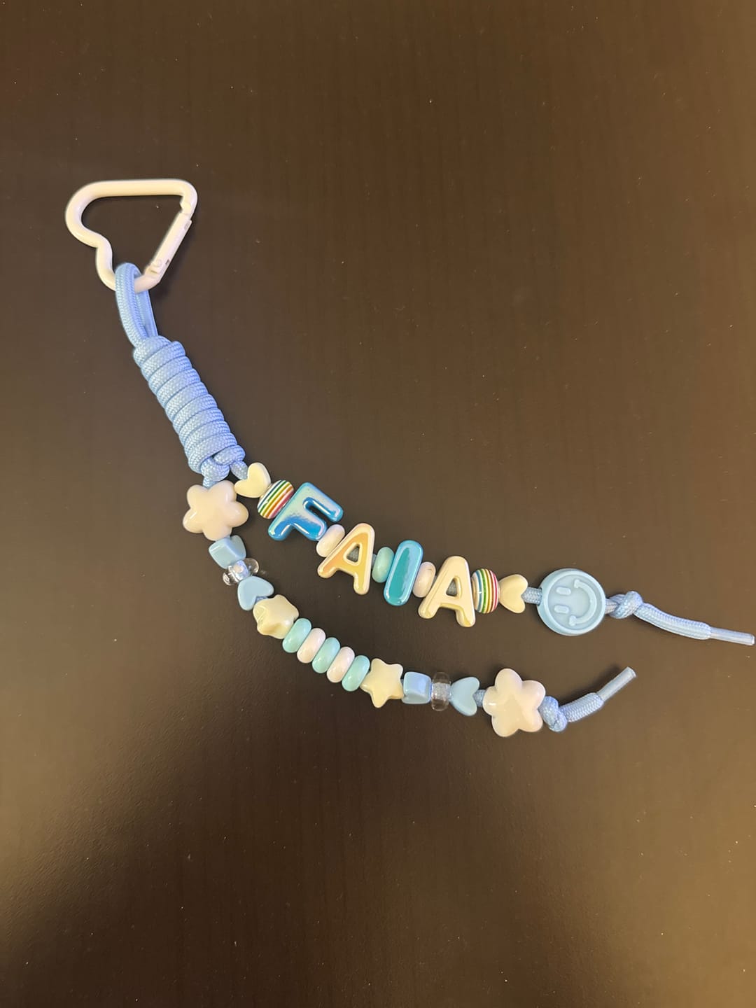 Customer photo review of Solushes Personalized Beaded Name Keychain