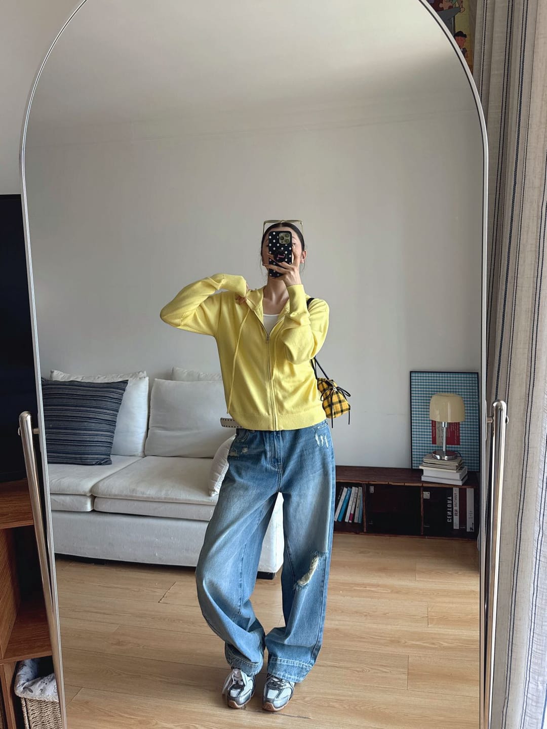 Customer photo review of IAMXIAA Butter Yellow Knit Zip-Up Hoodie