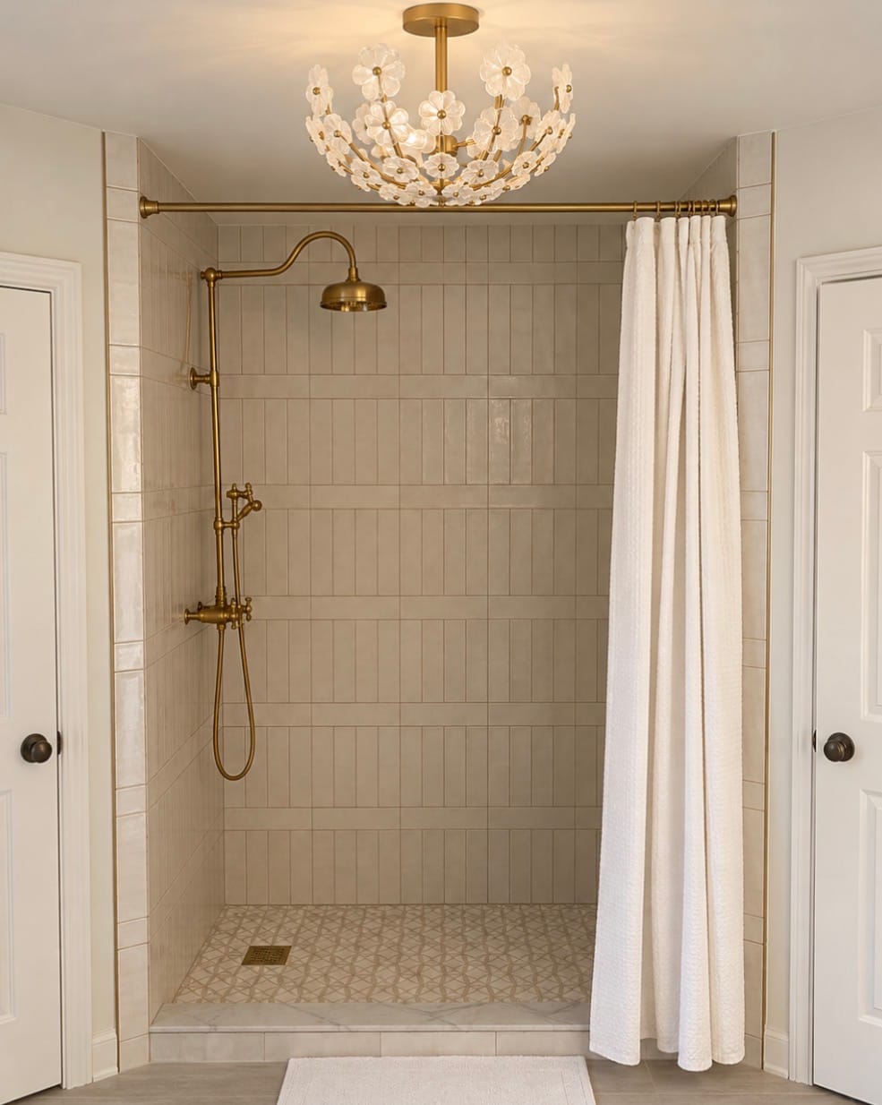 Customer photo review of French Sculpture Brass Bloom Glass Floral Semi Flush Mount