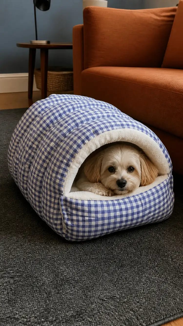 Customer photo review of Cozy Cave Pet Bed for Security & Warmth