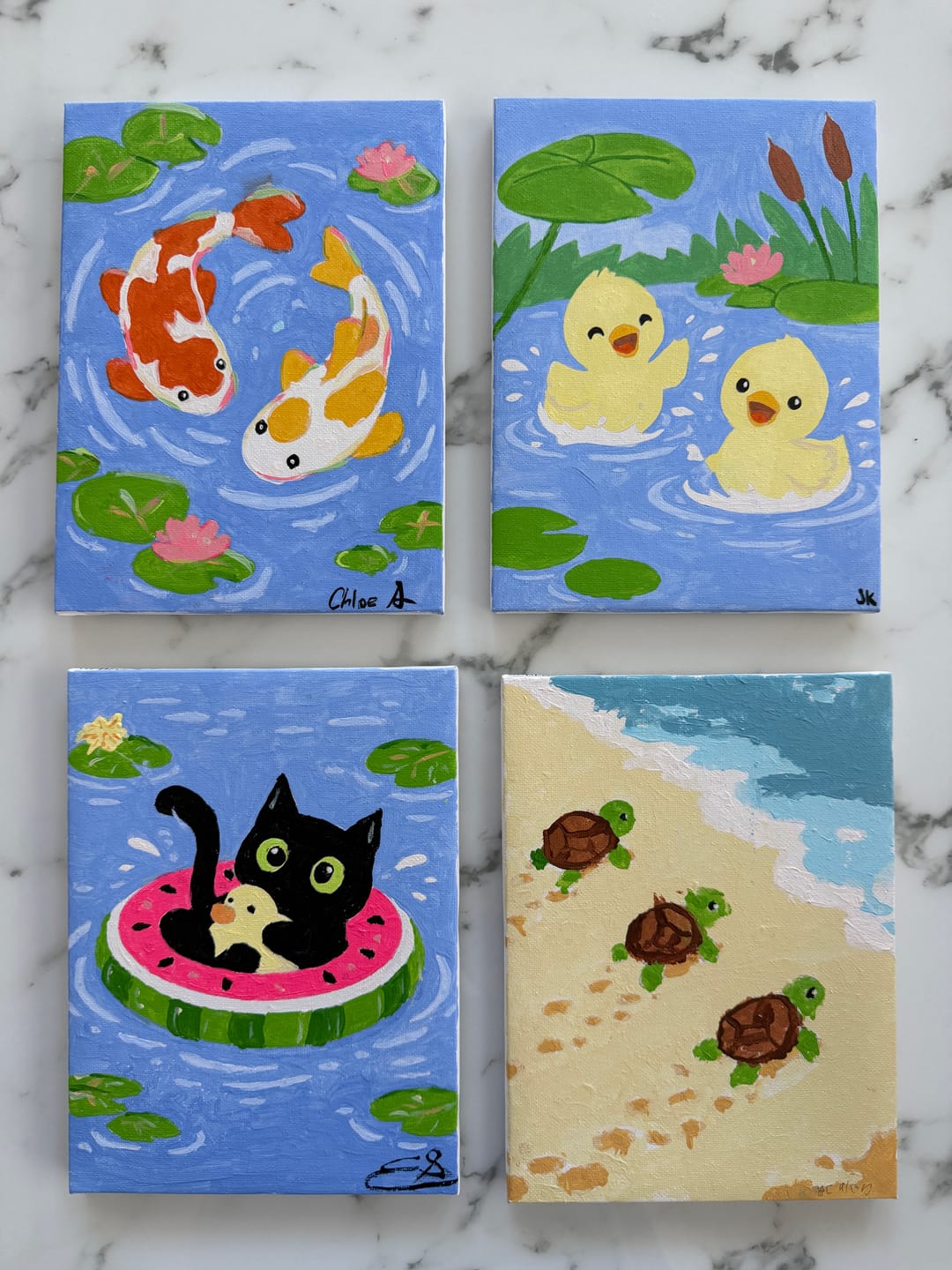 Customer photo review of 4 Mini Paintings - Water Animals Set