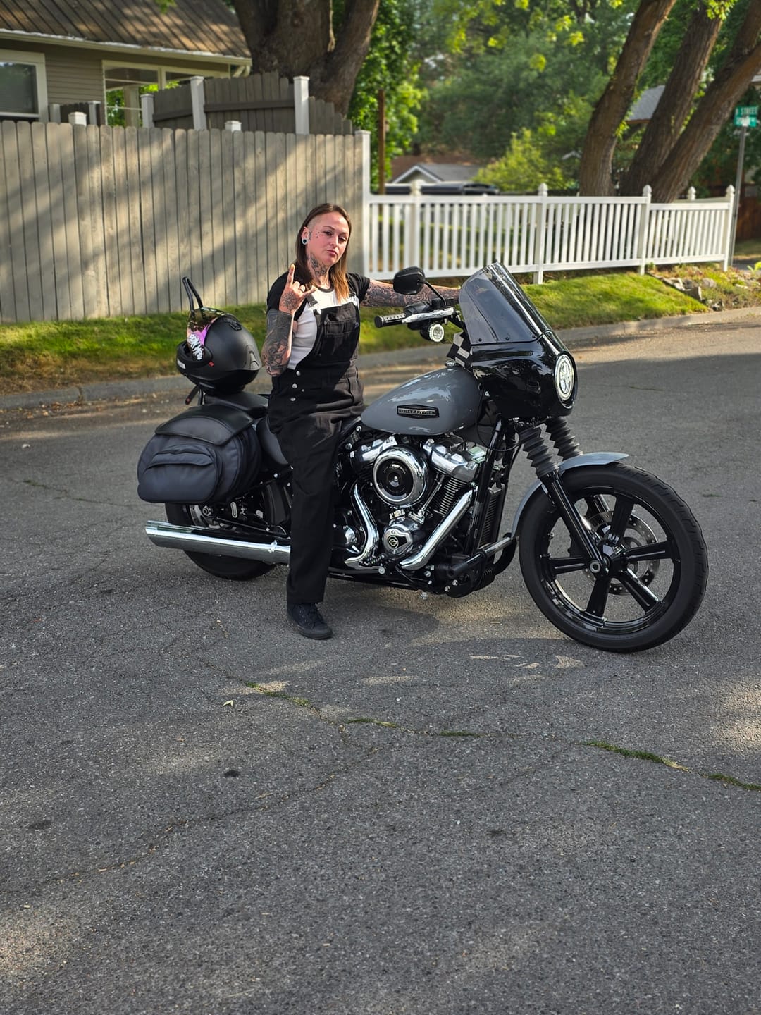 Customer photo review of Born Bad Overalls - Black