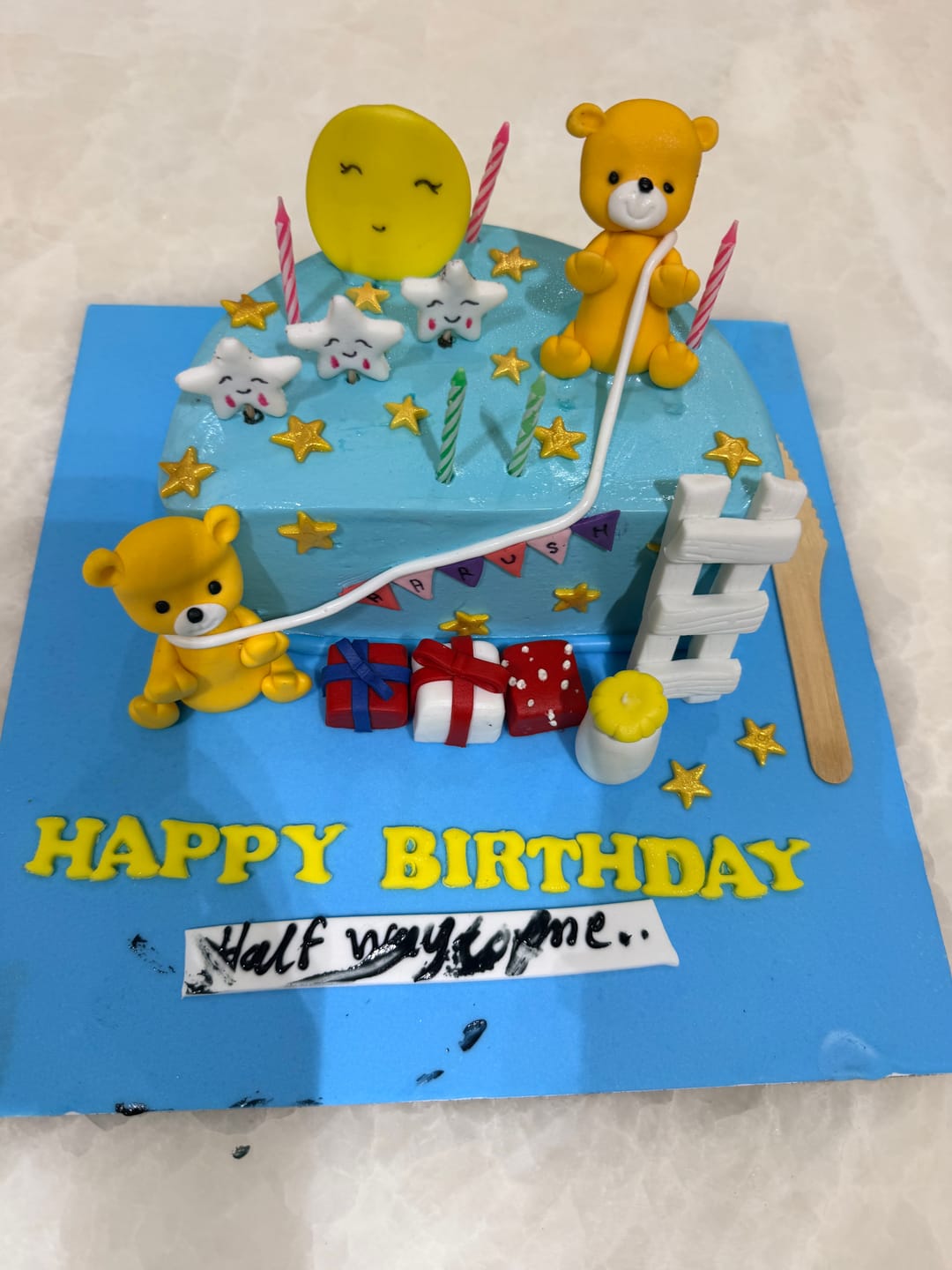 Customer photo review of Teddy 6 Months Cake