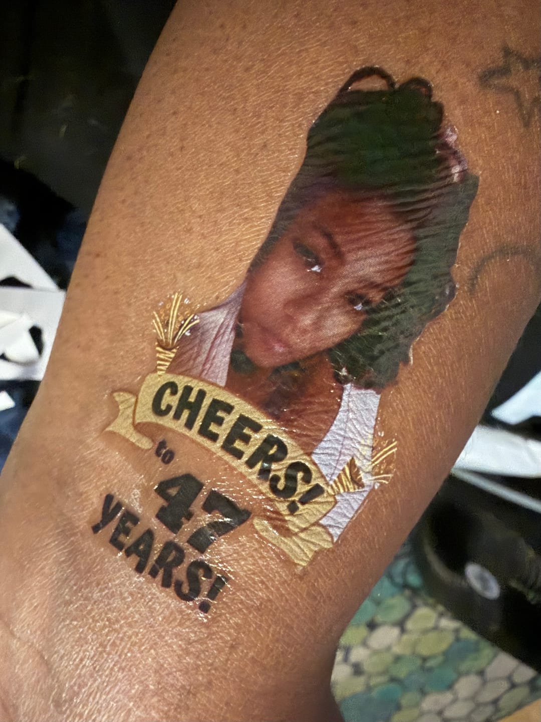 Customer photo review of Cheers to Years Birthday Banner