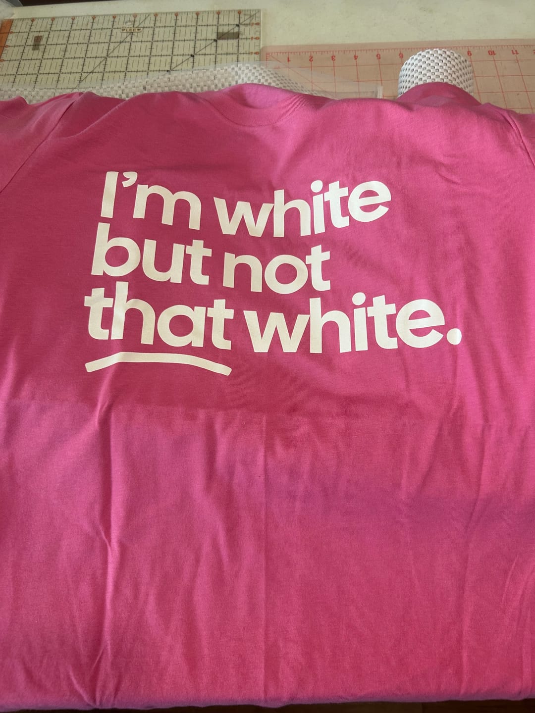 Customer photo review of I’m white but not that white Unisex Tee
