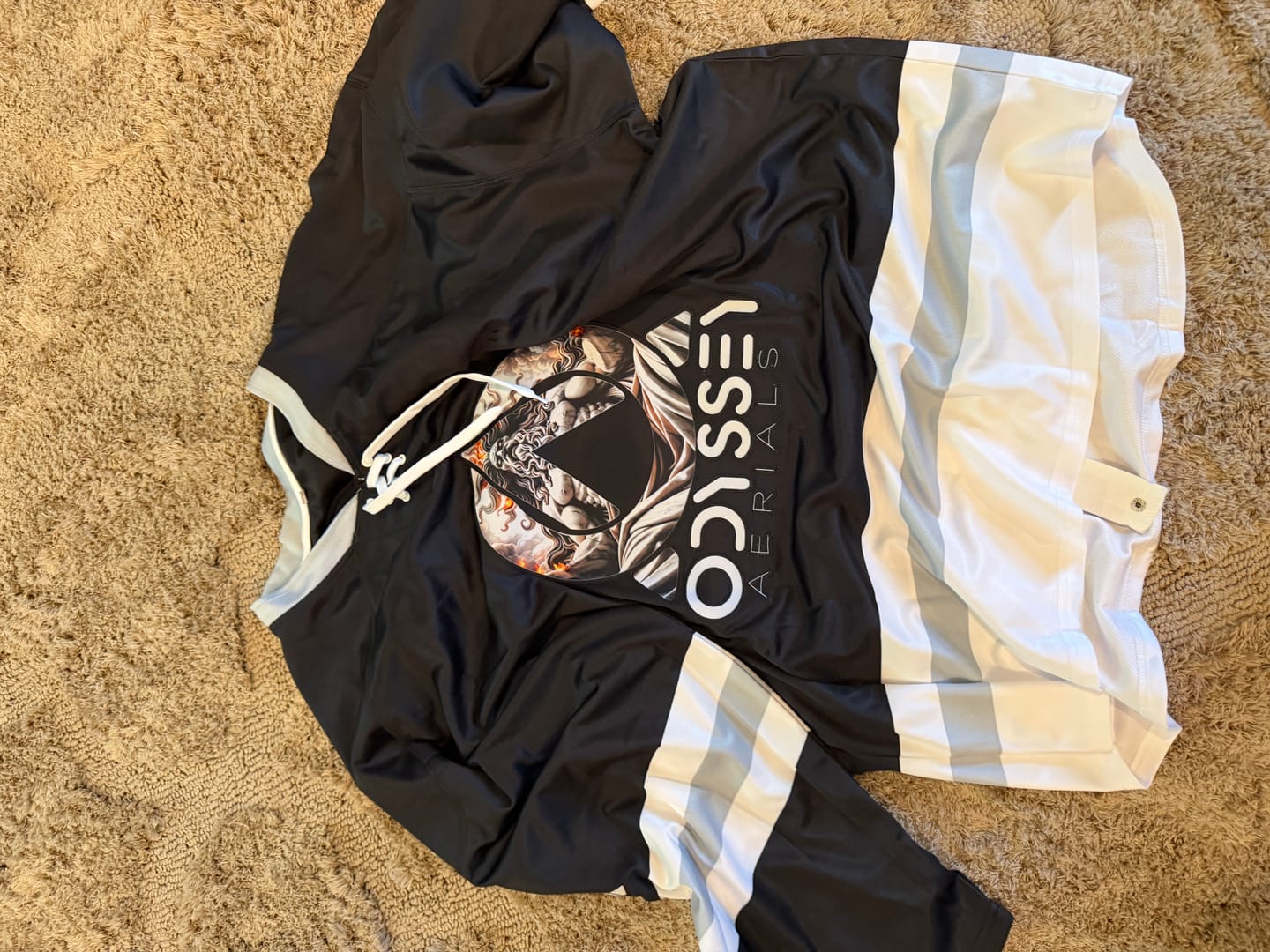 Customer photo review of Custom Black White Classic Style Dog Jersey