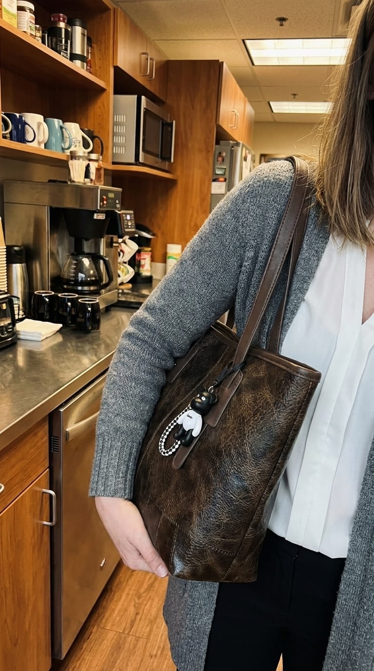 Customer photo review of Vintage Leather Tote Bag