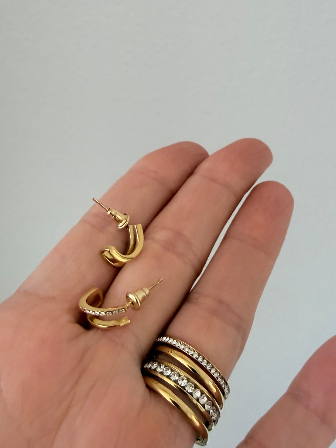 Customer photo review of 18K Gold & Crystal Claw Earrings