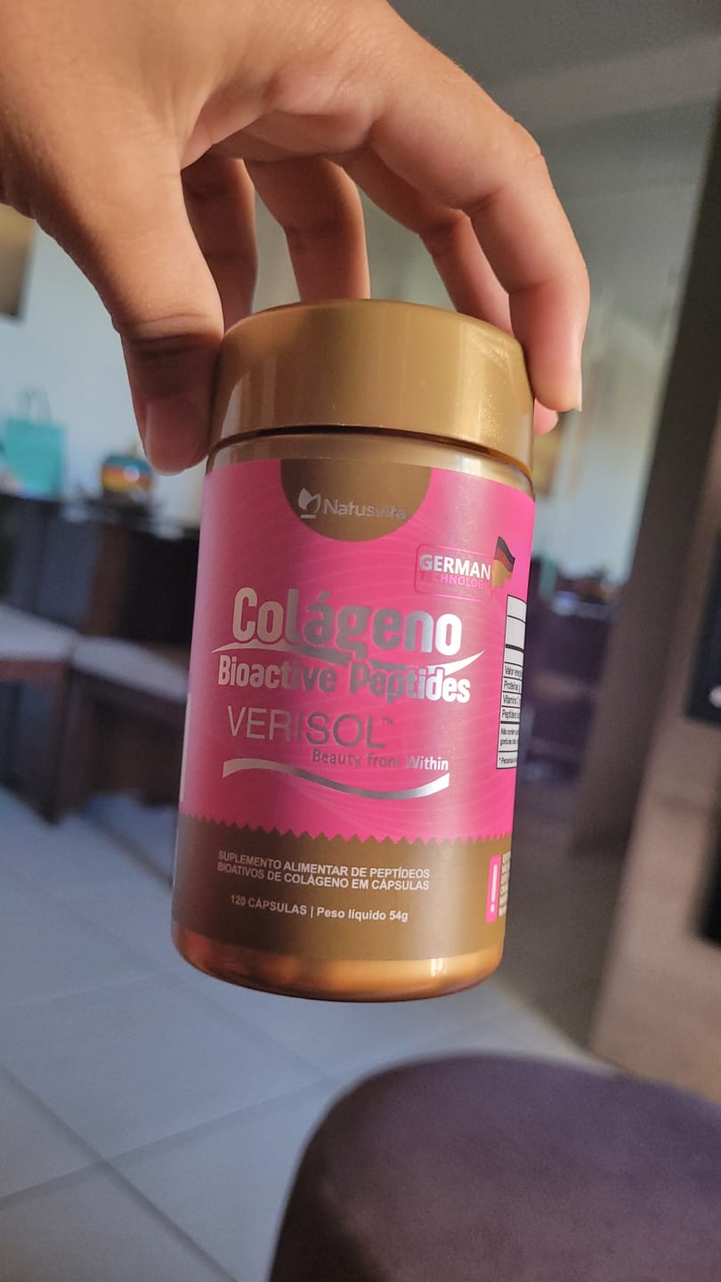 Customer photo review of Colágeno Verisol Puro com Bio Peptídeos. 120 Cápsulas