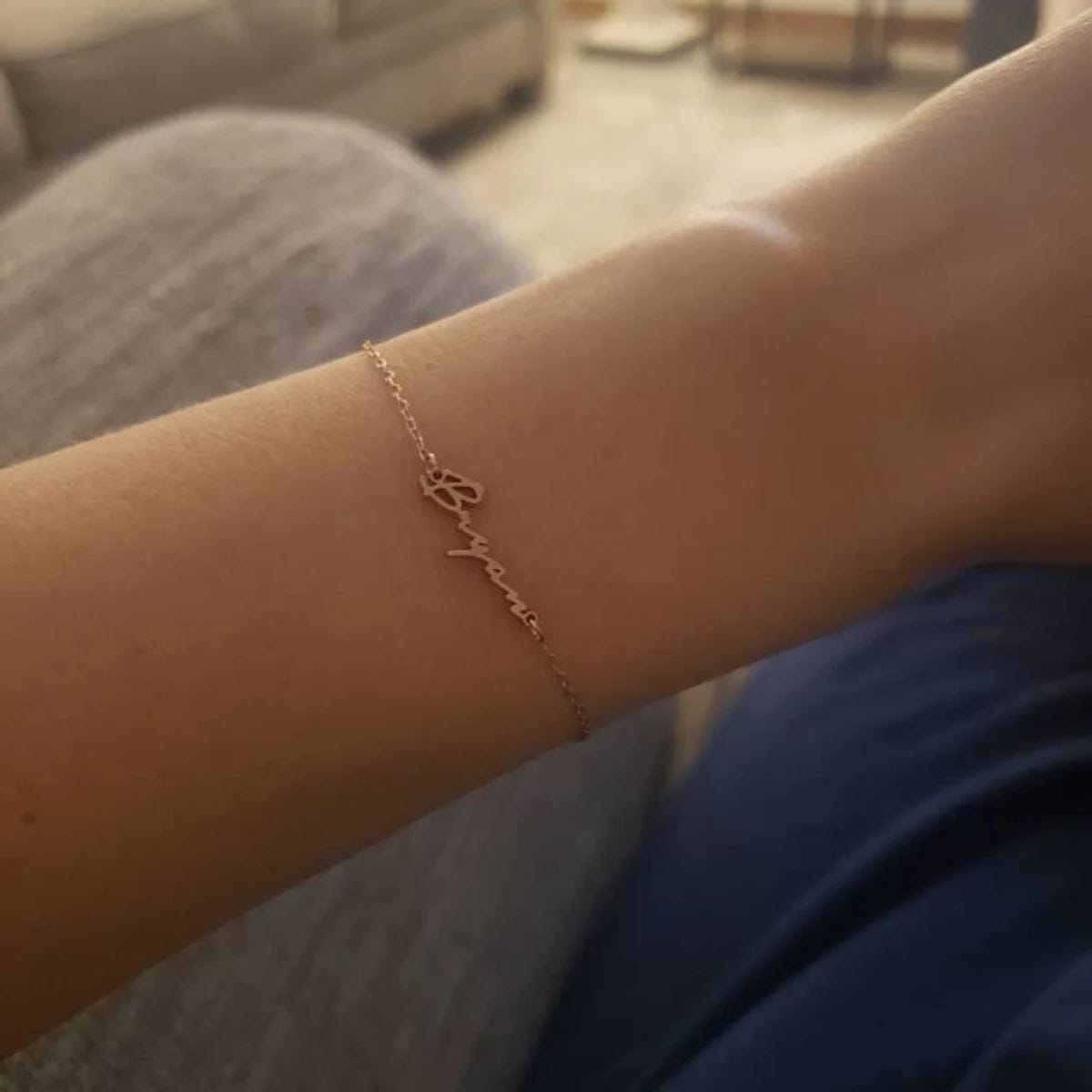 Customer photo review of Custom Tiny Script Name Bracelet
