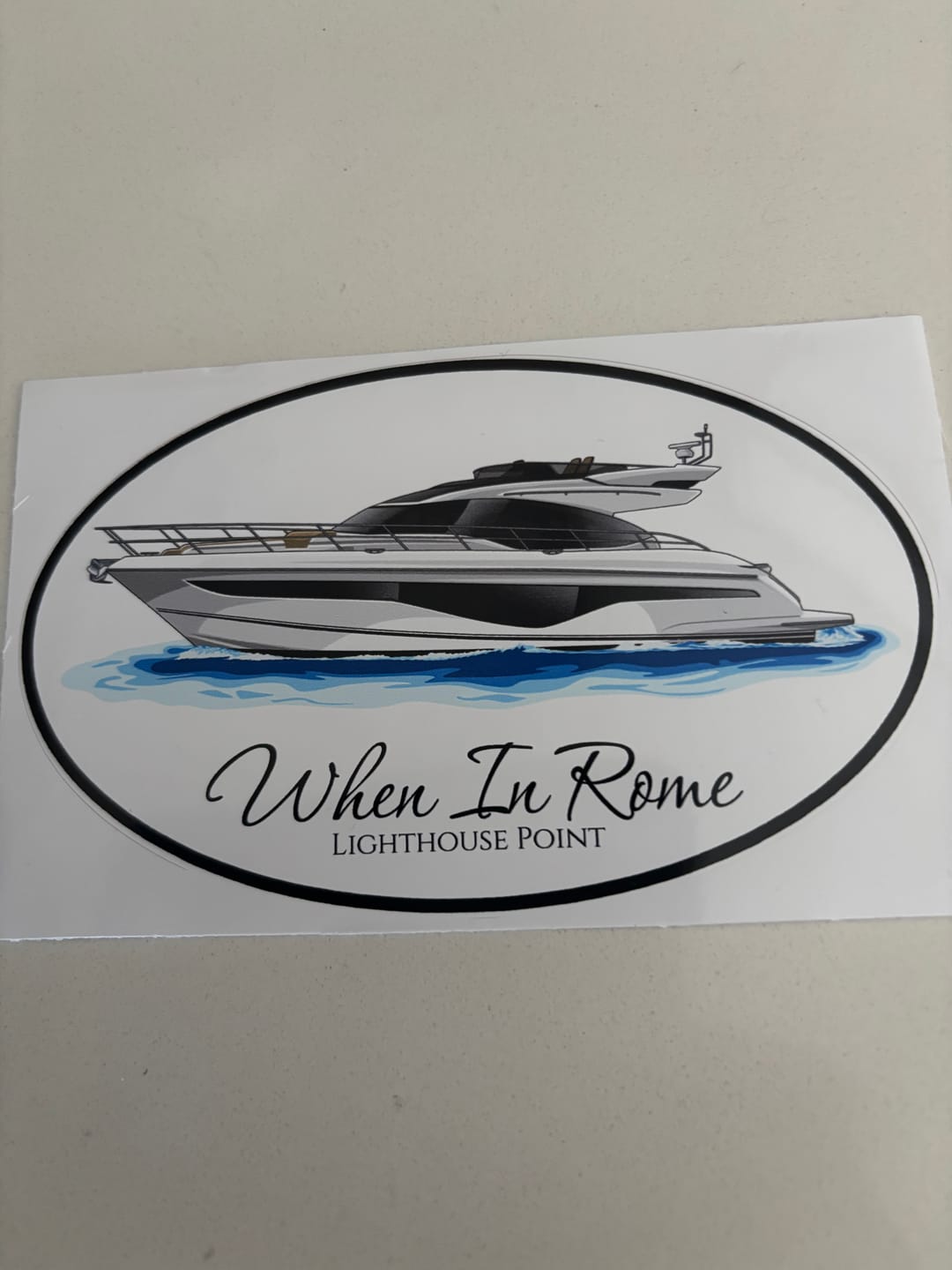 Customer photo review of Custom Oval Boat Stickers