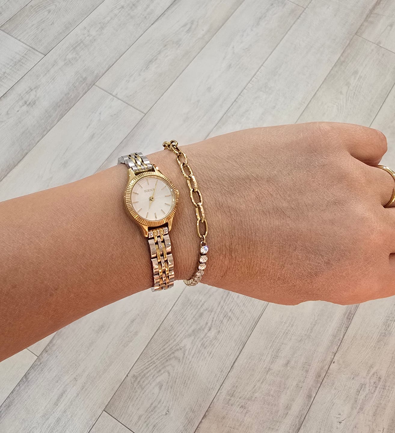 Customer photo review of Jade Gold Bracelet