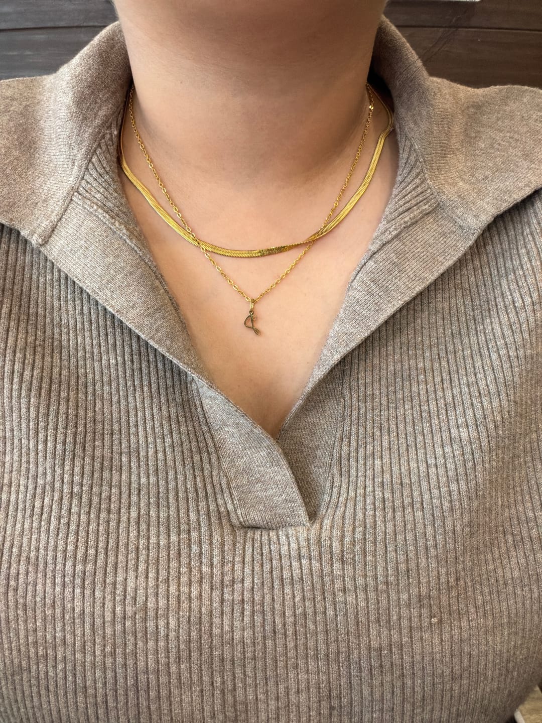 Customer photo review of Sarya Snake Chain Gold Necklace