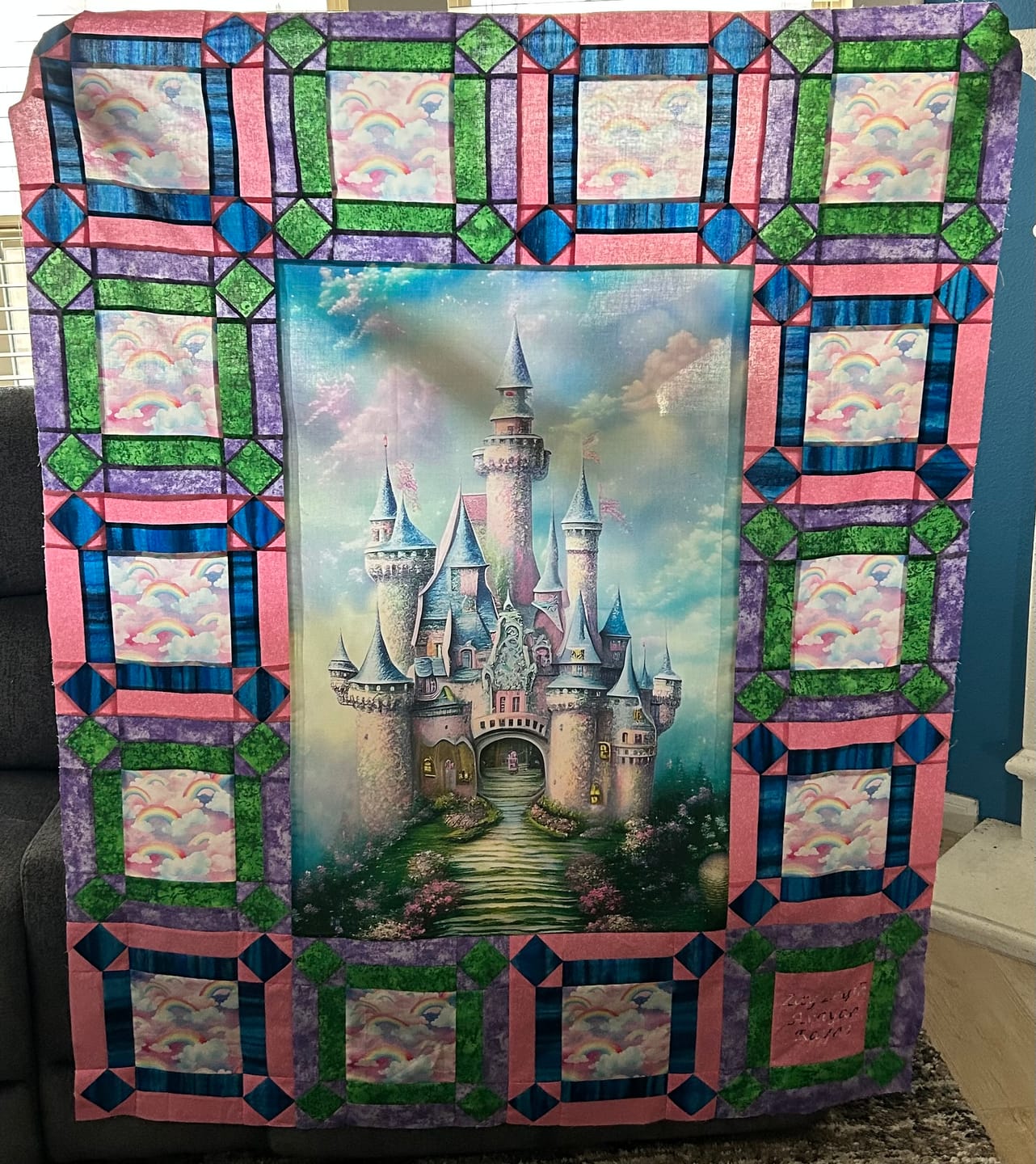 Customer photo review of Fairytale Castle in the Clouds Fabric Panel