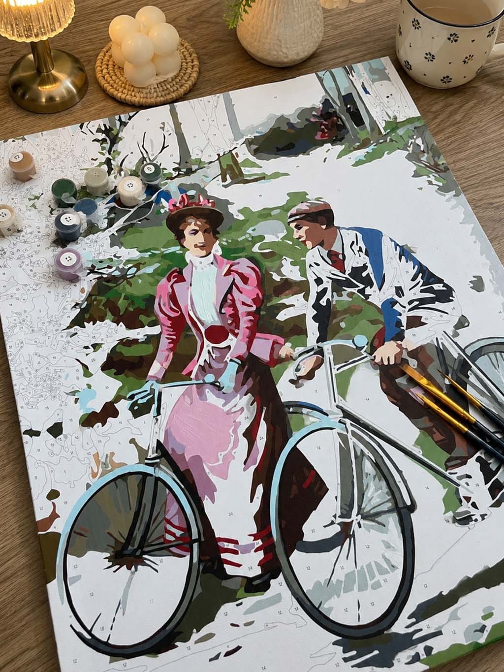 Customer photo review of Peinture vintage de couple à vélo