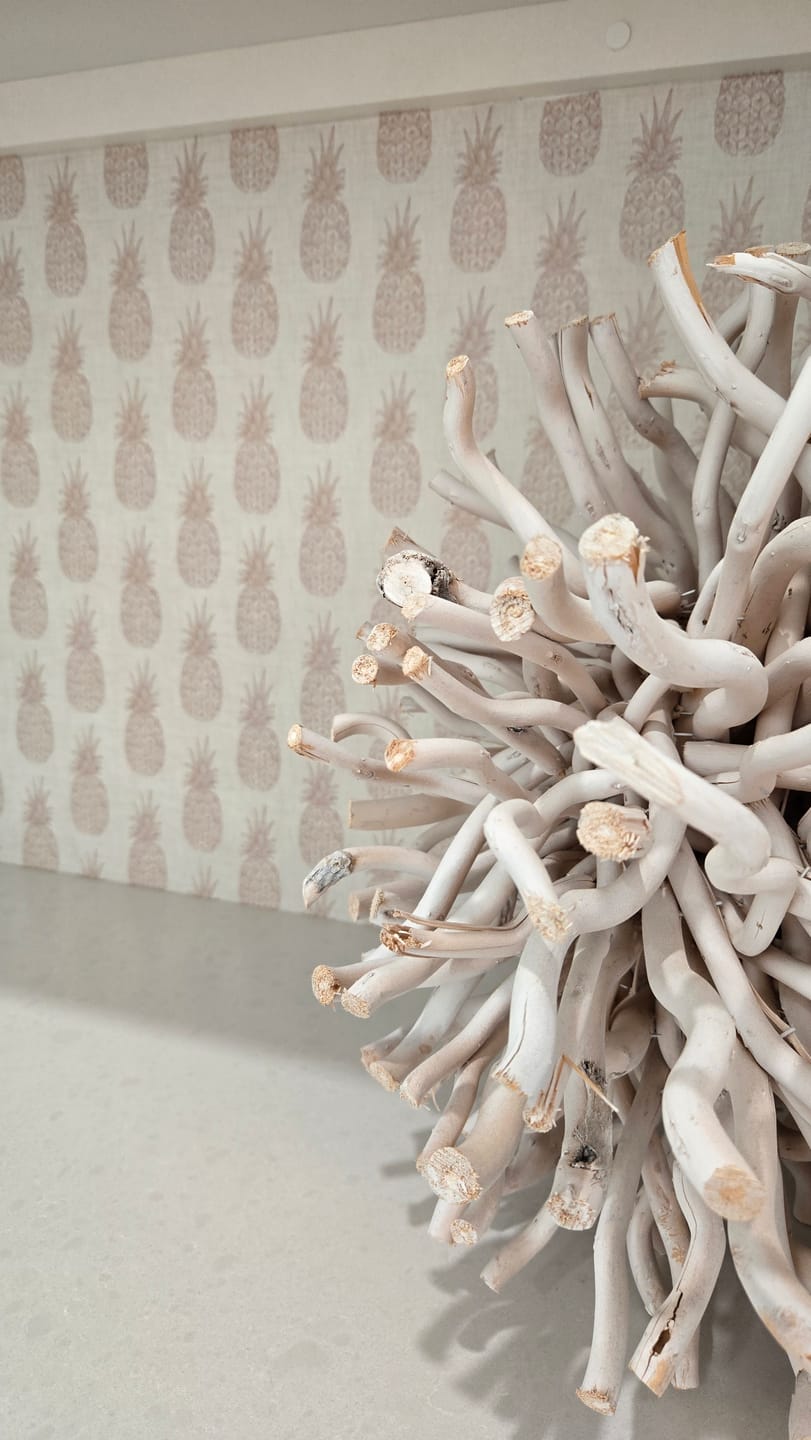 Customer photo review of Pineapples on Linen Wallpaper