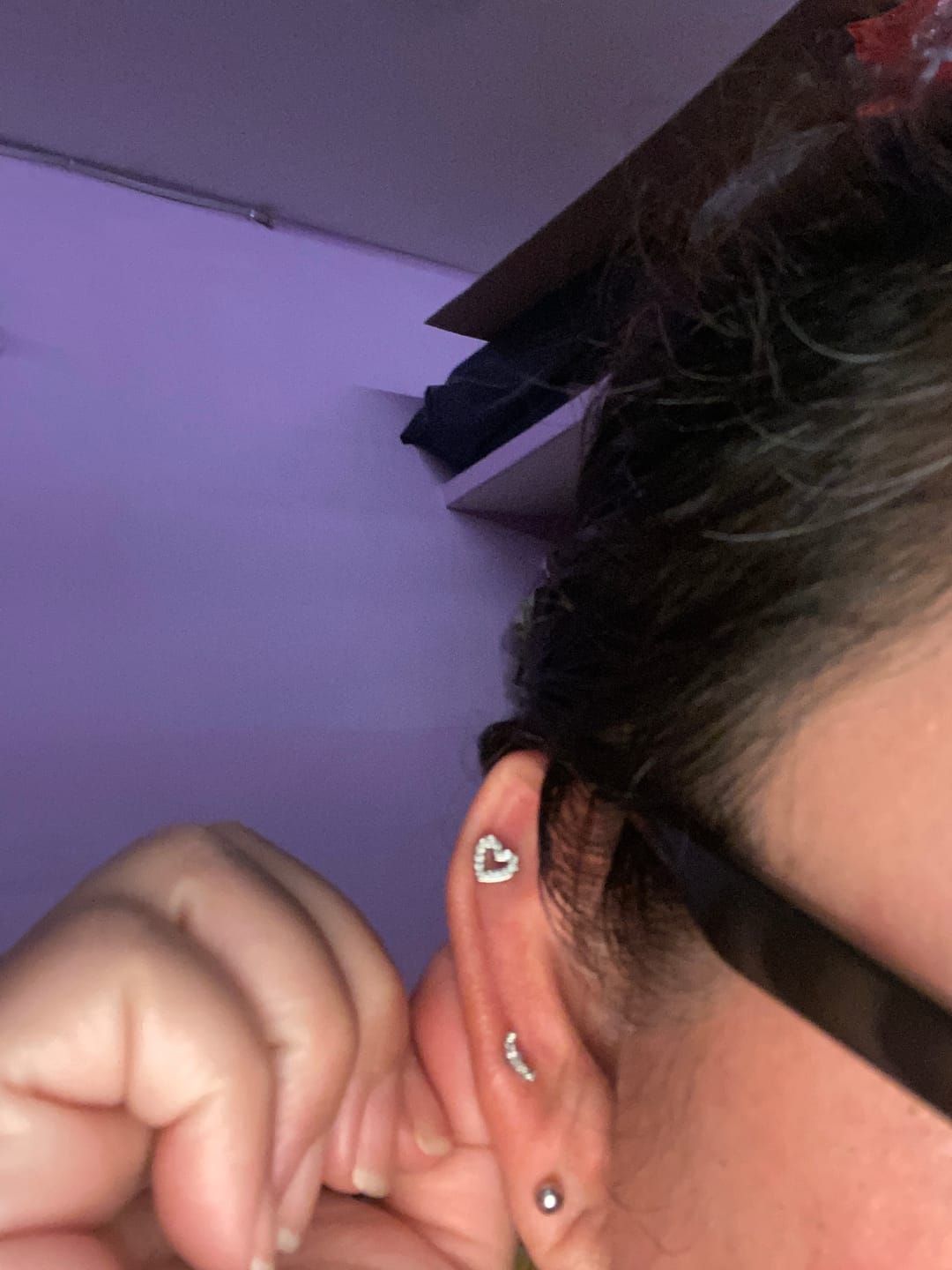 Customer photo review of Piercing corazon zirconias