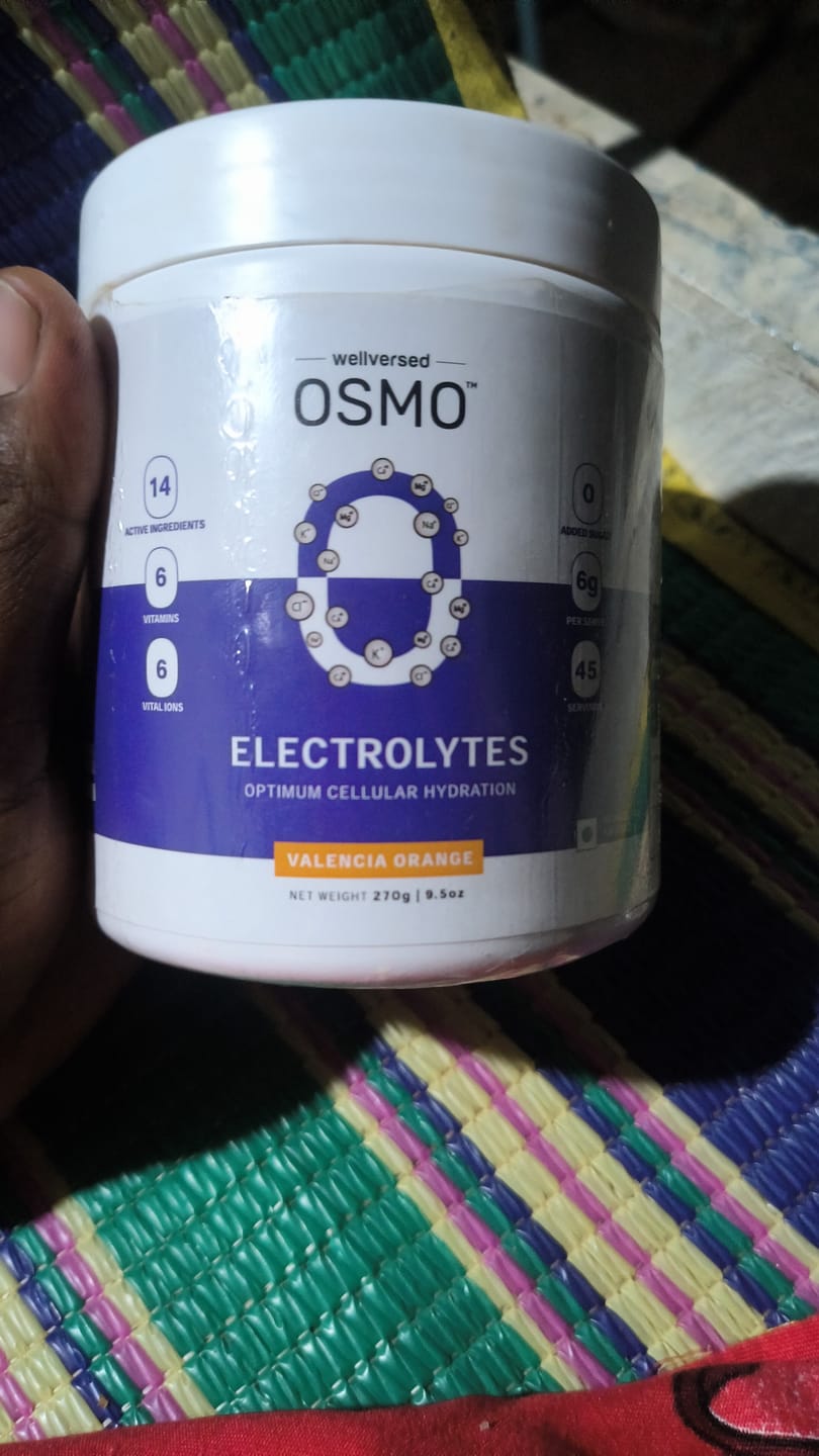 Customer photo review of OSMO - Electrolyte Hydration Blend (Advanced Salts + Taurine & Vitamins) | Valencia Orange Flavour (270g, 45 servings)