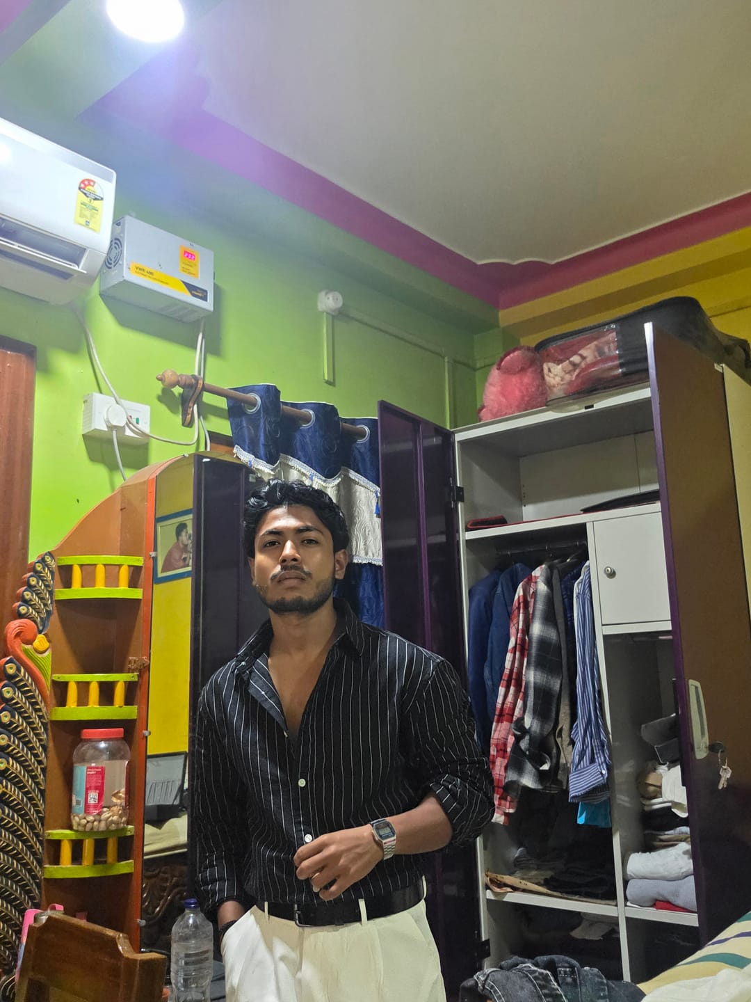 Customer photo review of Black Cotton Oxford Stripe Shirt 100% Cotton