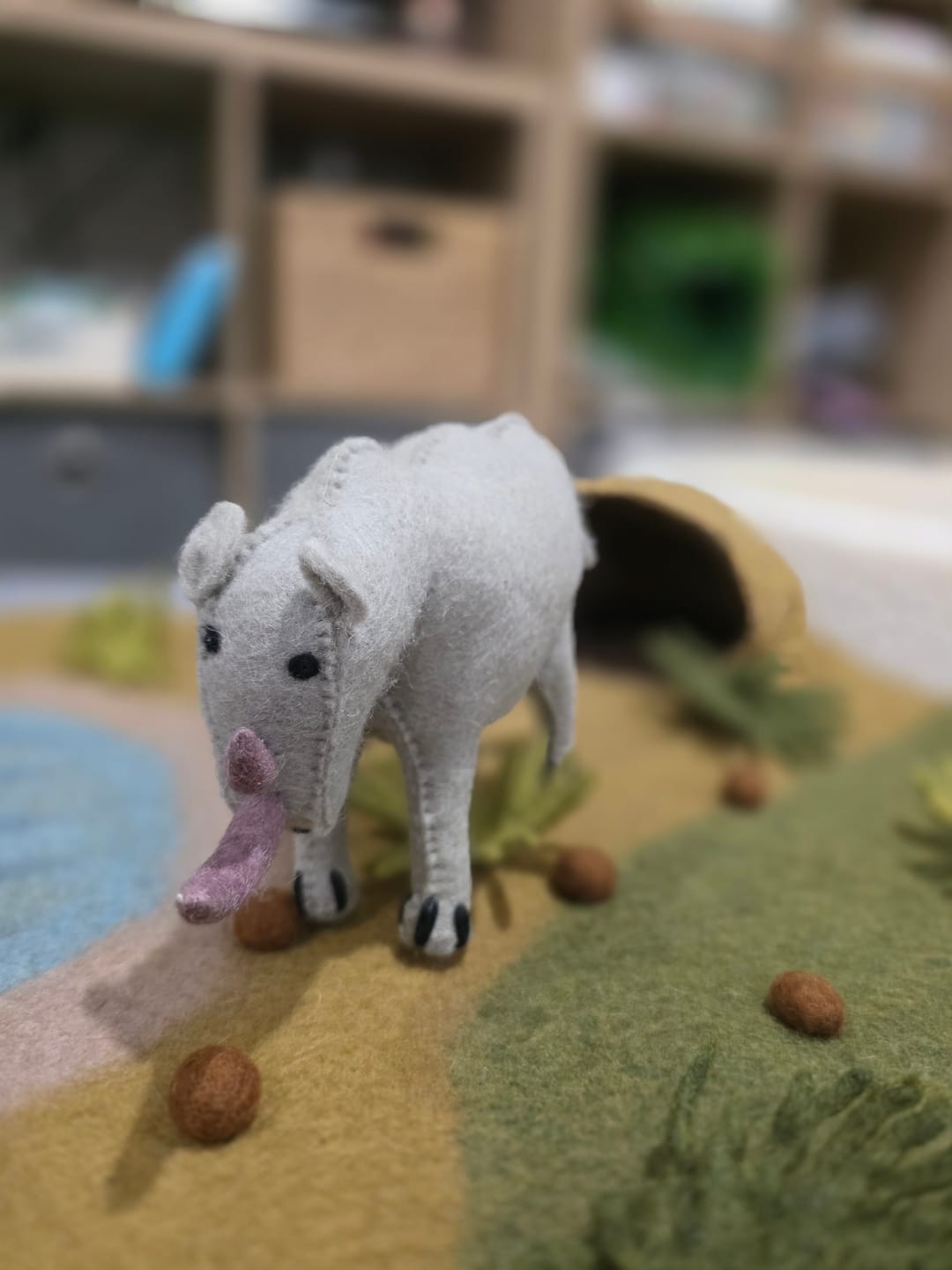 Customer photo review of Felt Rhinoceros Soft Toy for Safari Play