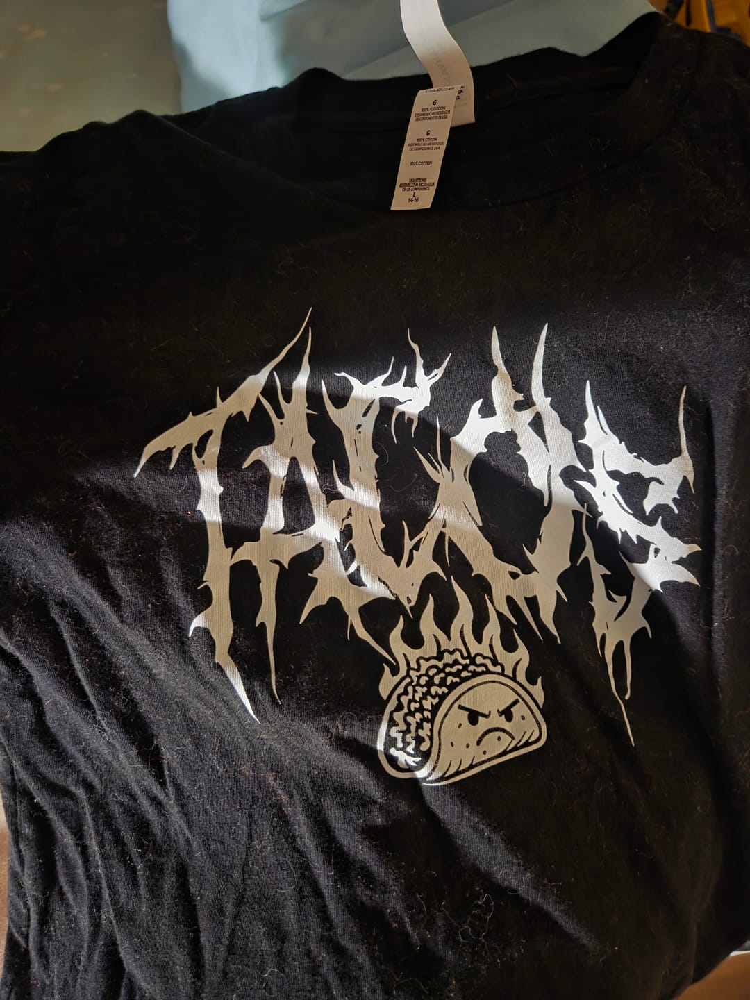 Customer photo review of Tacos Metal Tee - 3T, 4T, Youth Large