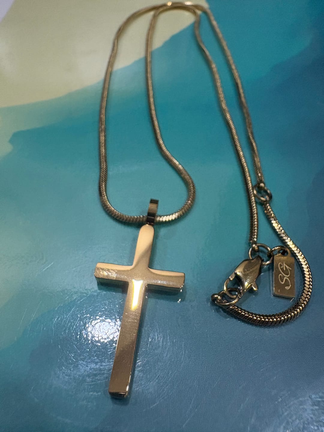 Customer photo review of Classic Cross & Square Chain
