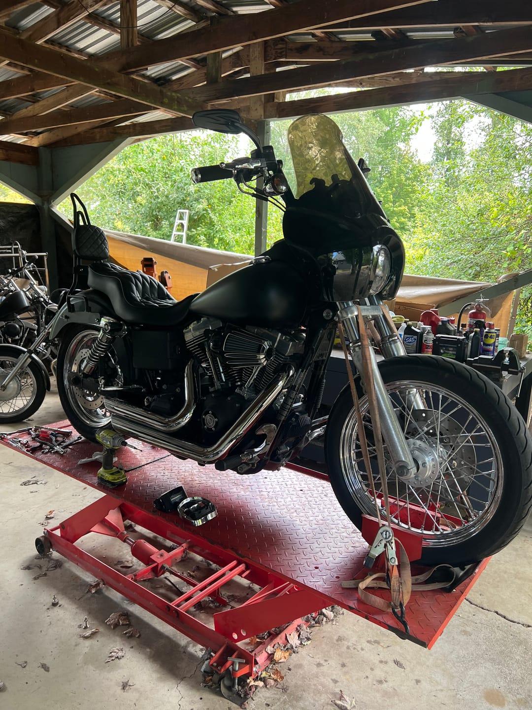 Customer photo review of Viking Iron Born Diamond Stitch Leather Short Motorcycle Sissy Bar Pad for Harley Davidson