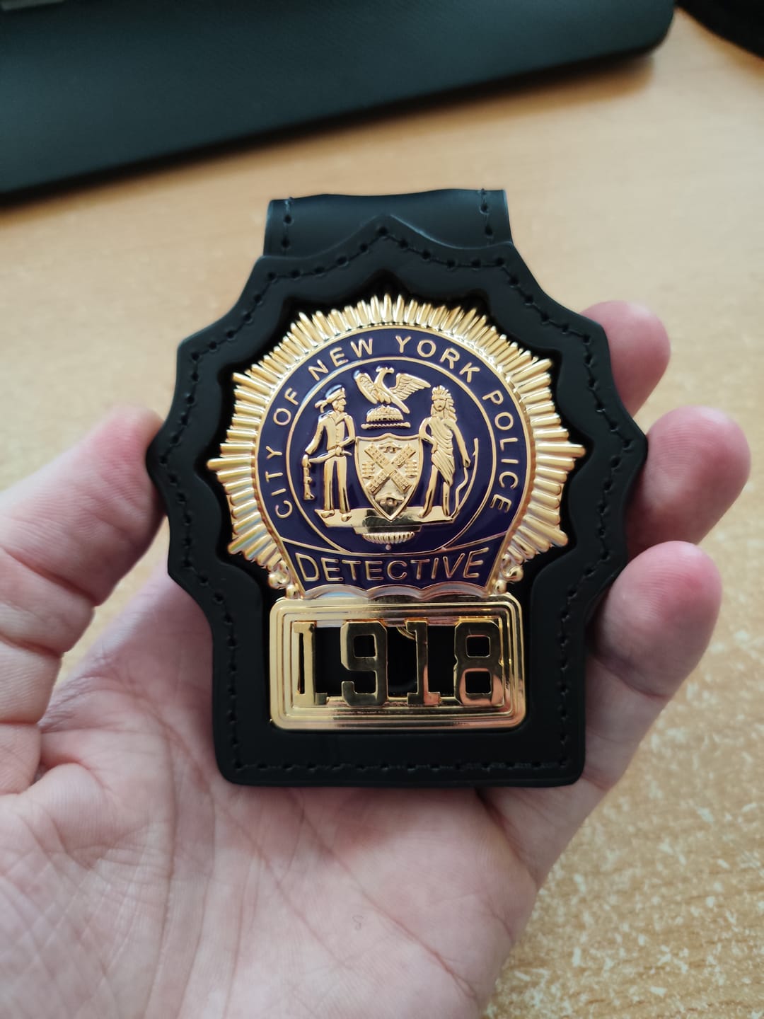 Customer photo review of NY New York Police Detective Badge Solid Copper Replica Movie Props With No.1918
