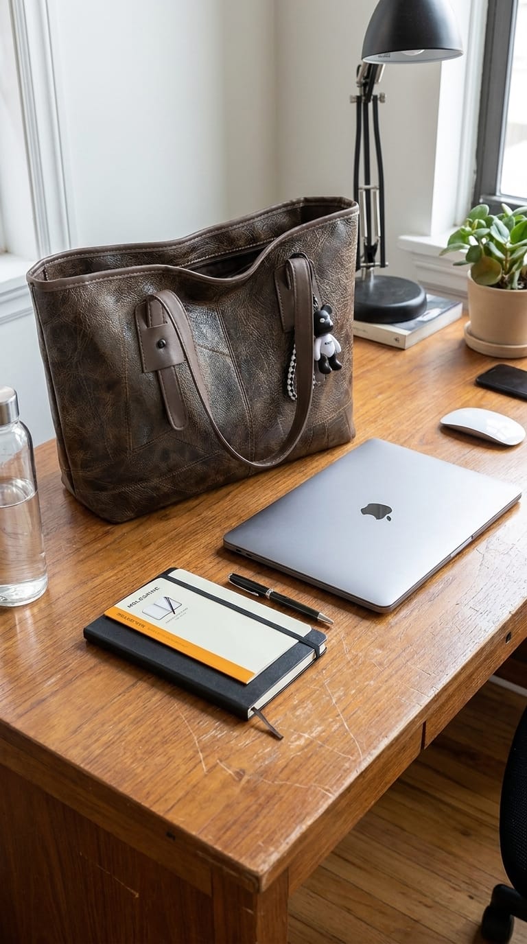 Customer photo review of Vintage Leather Tote Bag