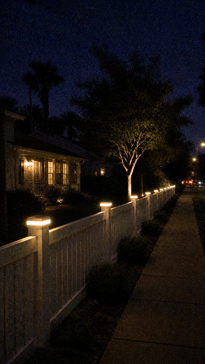 Customer photo review of EverGlow® Premium Solar Vinyl Fence Post Light