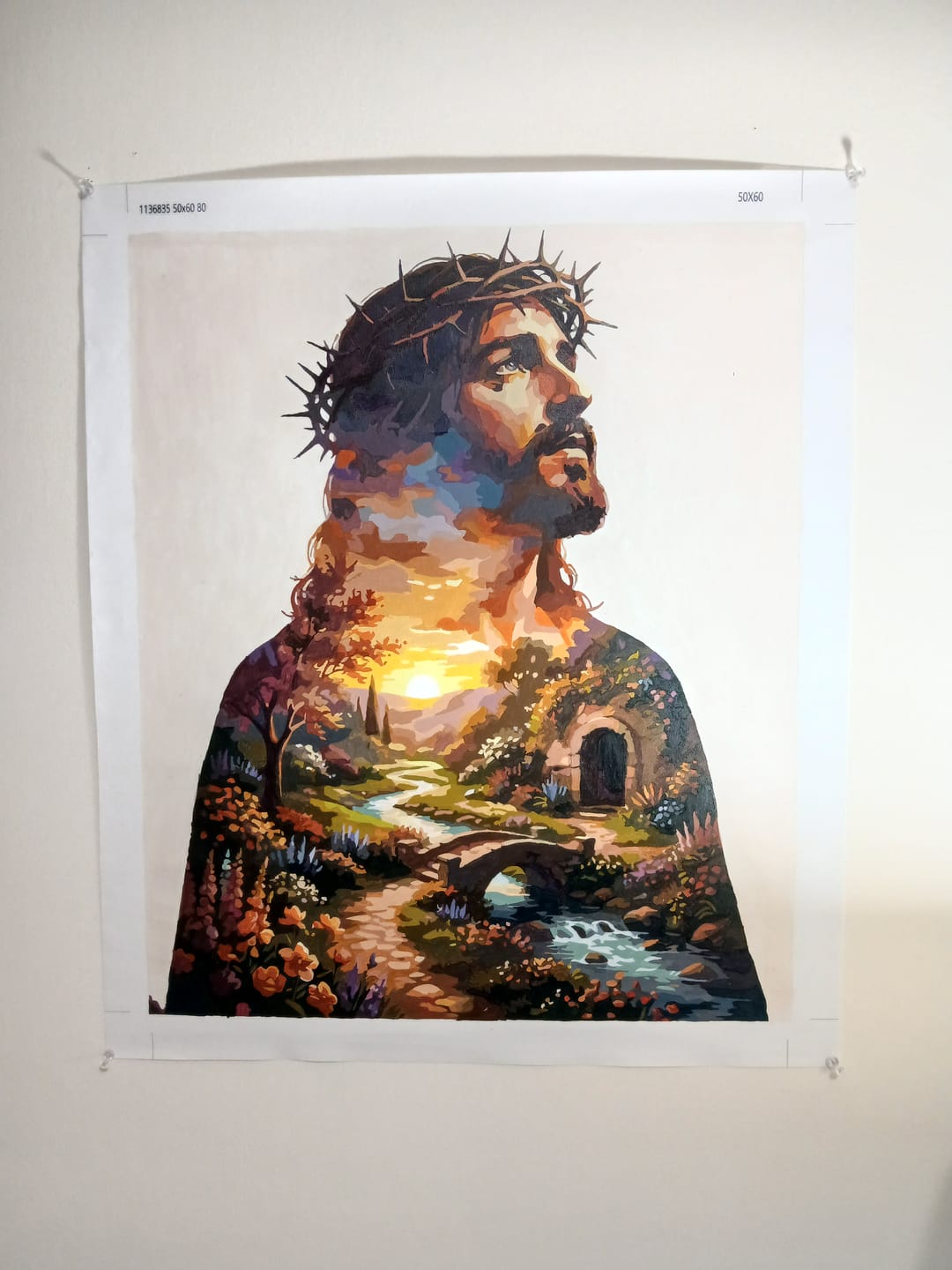Customer photo review of Jesus Resurrection Sunrise (80 Color Paint by Numbers)